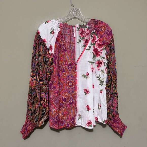 Free People XS Patchwork Floral Paisley Gemini Blouse – New with Tags - Picture 2 of 6